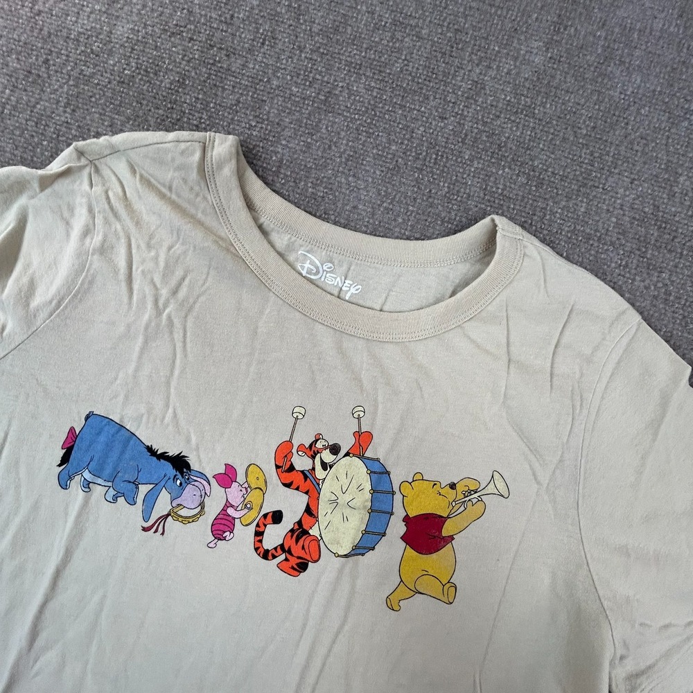 Disney T Shirt Womens Medium Beige Winnie The Pooh Cartoon Graphic Print Cotton